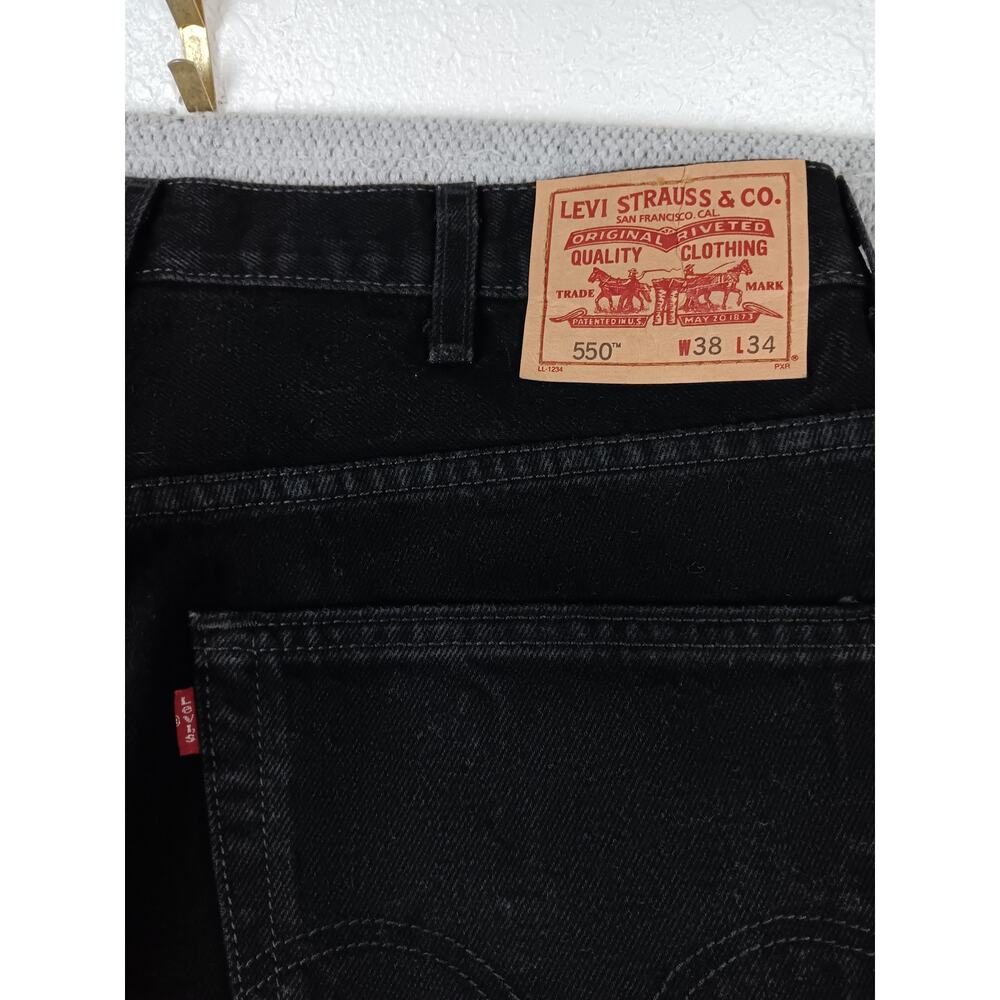 Levis 550 Jeans Mens 38X34 Black Vintage Relaxed Fit Straight Leg Western Casual - Picture 8 of 12